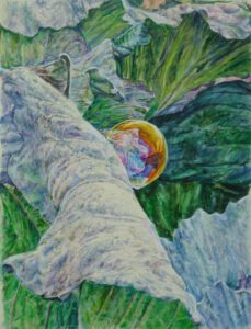 "Welken im kurzlebigen Schein I", Acryl auf Leinwand, 100x90cm