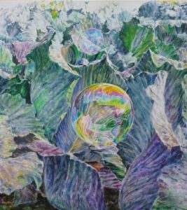 "Welken im kurzlebigen Schein II", Acryl auf Leinwand, 100x90cm