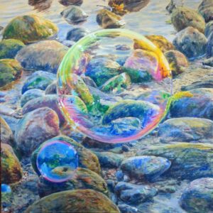 "Kurzlebige Illusion trifft gemächliche Erosion I" Acryl auf Leinwand, 110x110