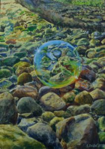 "Kurzlebige Illusion trifft gemächliche Erosion II", Acryl auf Leinwand, 70x50cm