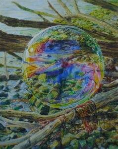 "Schillernde Erscheinung in maritimem Wandel I", Acryl auf Leinwand, 100x80cm