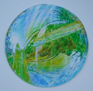 "Sphärische Perspektiven", Acryl auf Holz, 50cm